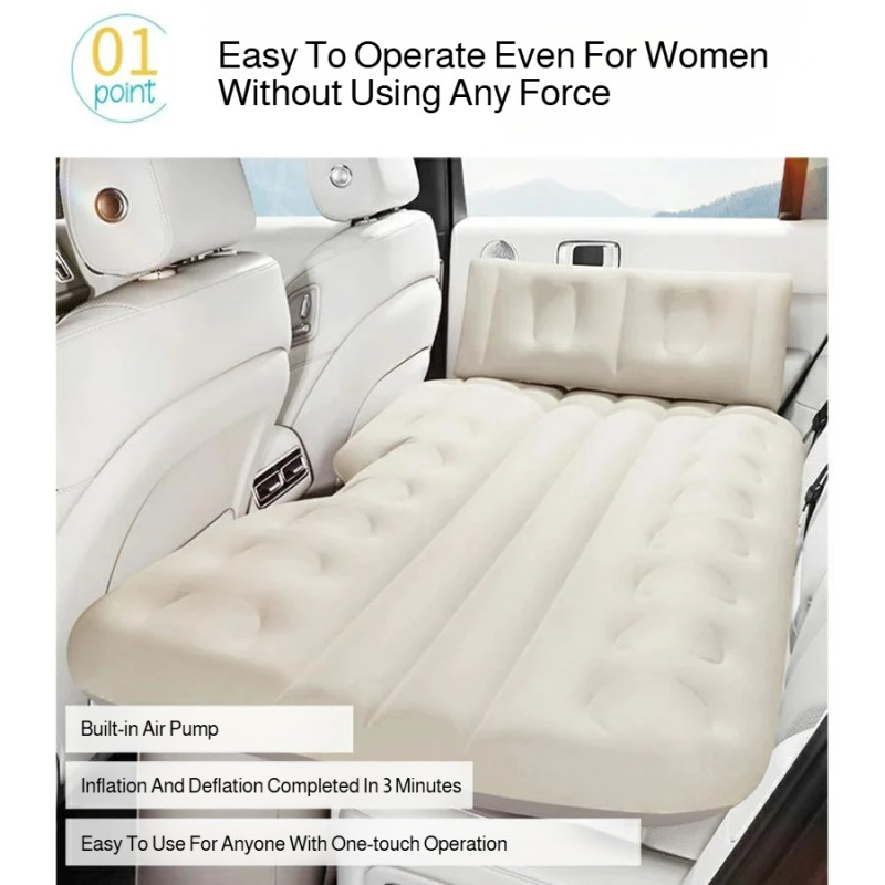 Inflatable Mattress - 車載用電動エアーベッド ワンタッチ膨張式 厚手エアクッション ポータブル寝具マットレスパッド 旅行に最適