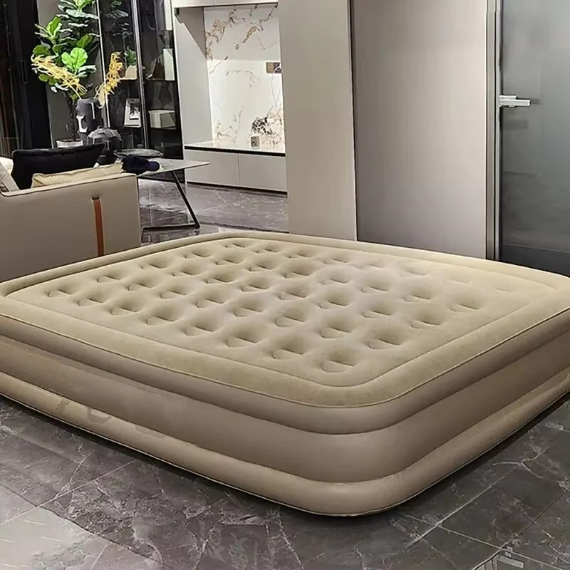 Outdoor Camping Cot - インフレータブルPVCスリーピングマットレス,豪華な2人用キャンプマットレス,ポンプ内蔵,厚手