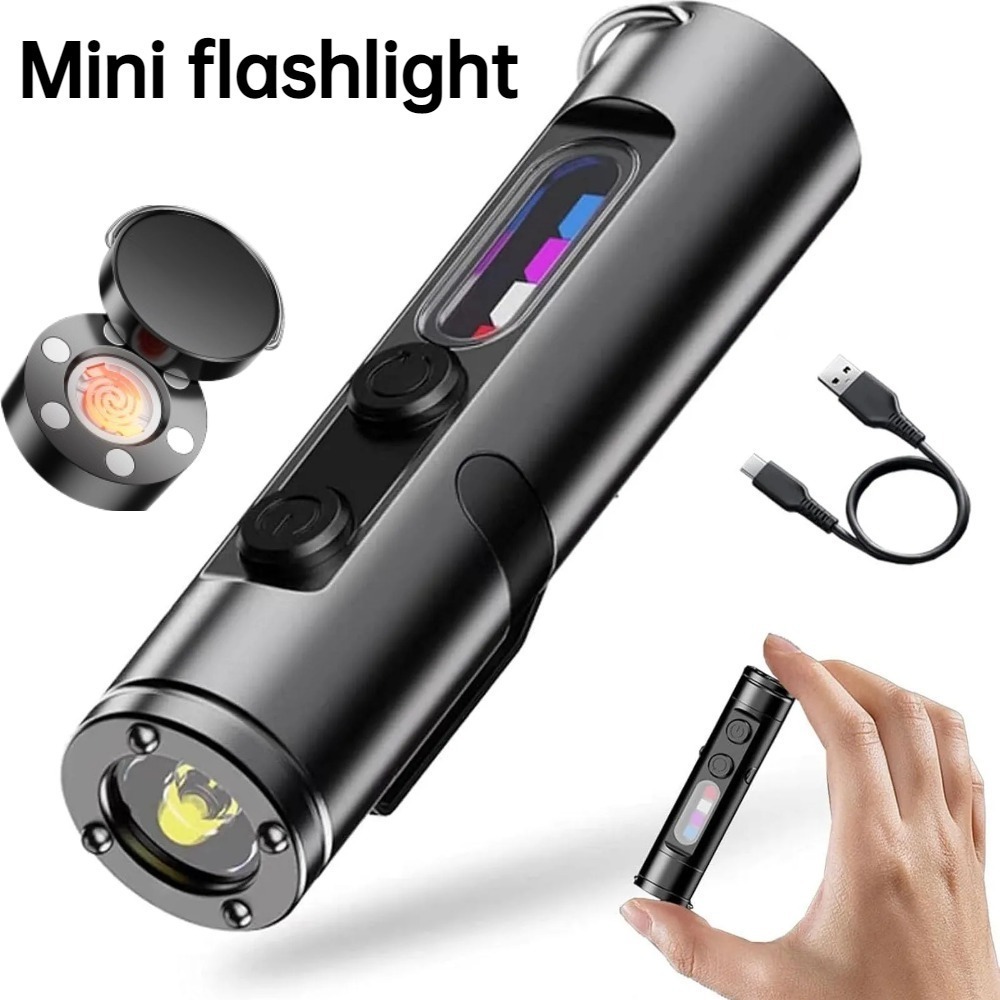 Outdoor Camping Lamp - ミニ屋外懐中電灯タイプ C 充電式 LED 磁気トーチ ハットクリップ付き