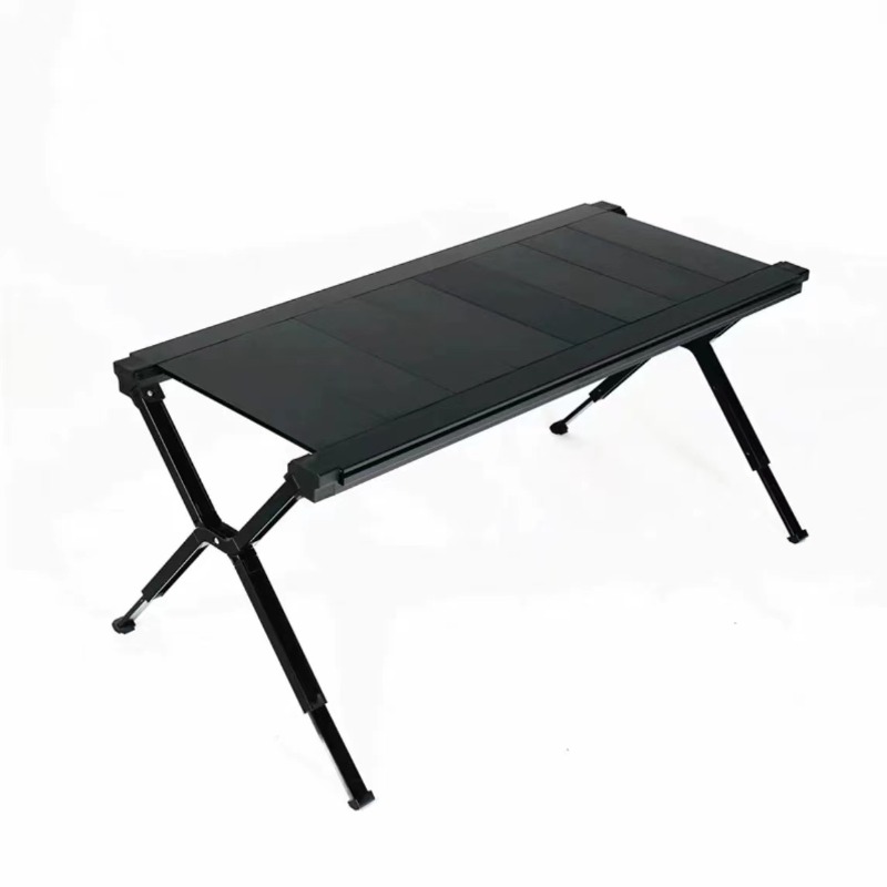 Outdoor Camping Kitchen Setup - モダンなポータブルアルミ製折りたたみ式ロールアップ屋外ガーデンテーブルと椅子セット（キャンプ、バーベキュー、ピクニック、キッチン、ジム用）