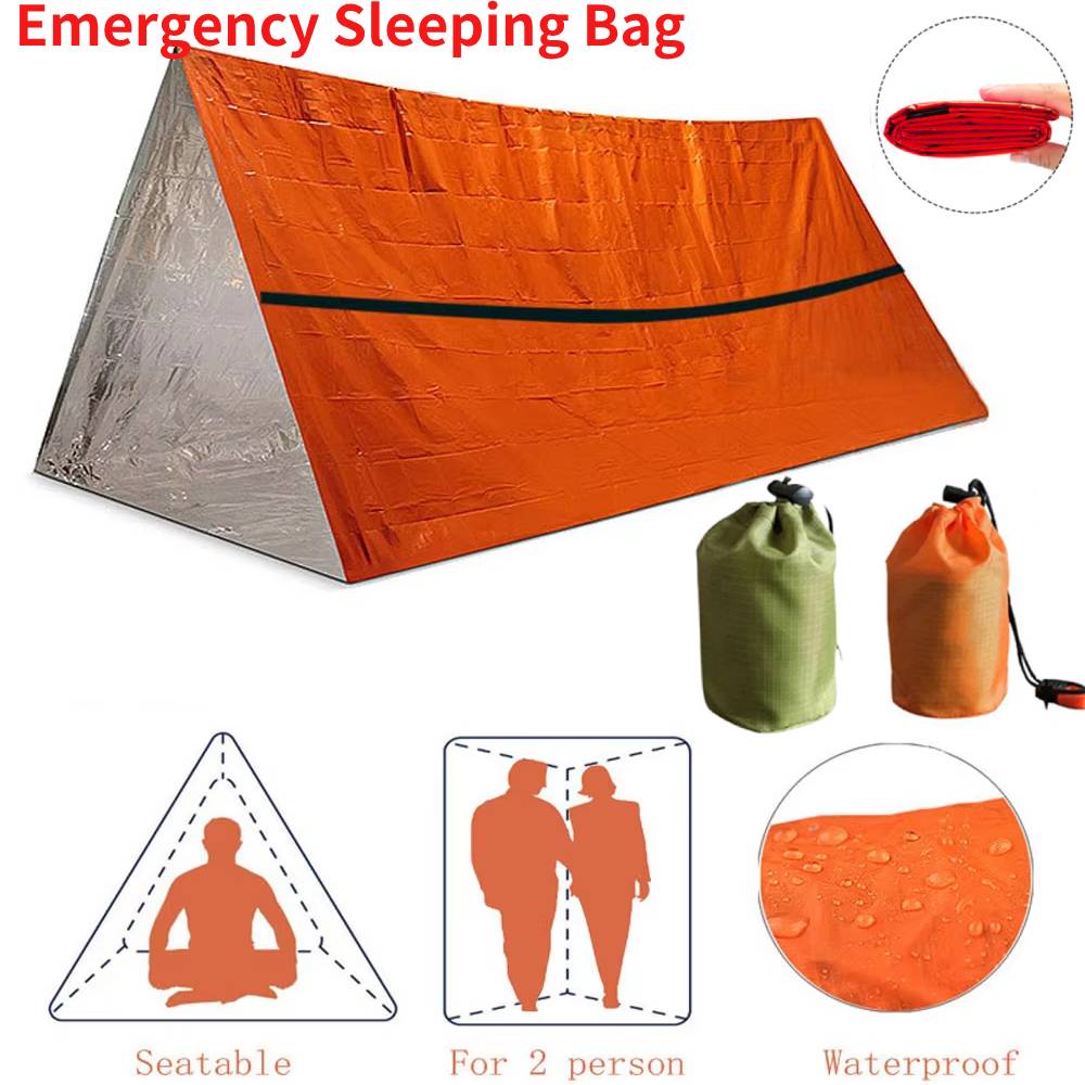 First Aid Kit Camping - ポータブル防水緊急サバイバル寝袋屋外 EDC キャンプギアサーマルサック応急処置レスキューキットマイラーブランケット ﻿