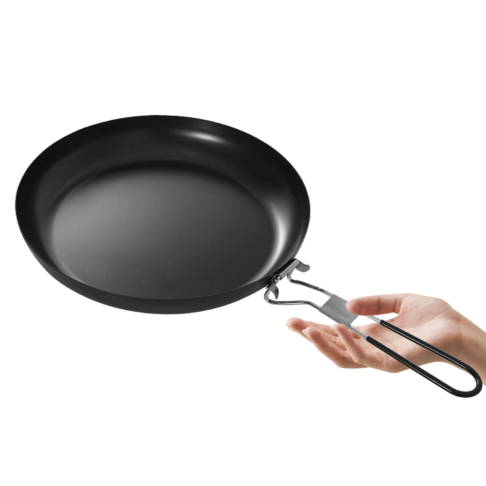 Cooking Outdoor Camping - 9インチのノンスティックキャンプ用フライパン、折りたたみ式ハンドル付き、屋外調理、ステーキ、パンケーキ、卵、ポータブルグリル、スキレットに最適
