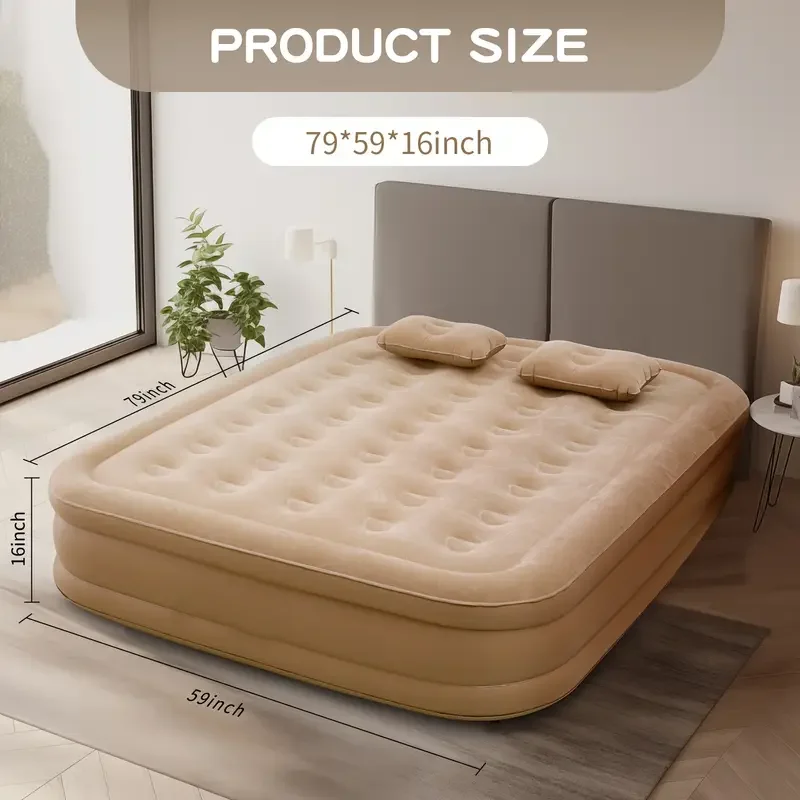 Inflatable Mattress - インテリアエアマットレス グランピングマット PVC インフレータブルスリーピングマットレス 高級2人用キャンプベッドマット 内蔵ポンプ