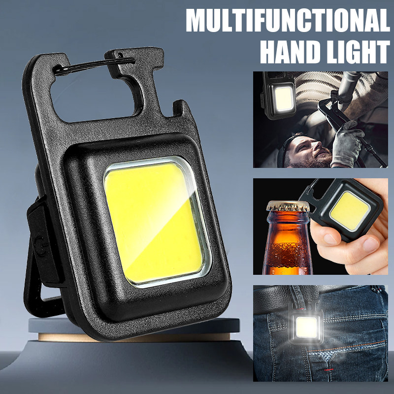 Outdoor Camping Lamp - 超高輝度で便利な携帯用ミニCOBキーホルダー懐中電灯、充電式緊急作業灯、マグネット付きアウトドアキャンプライト
