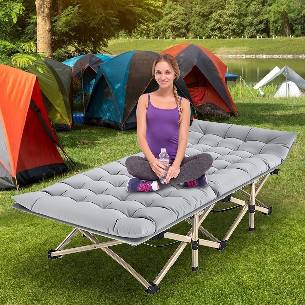 折りたたみ式キャンプ用コット（大人用）、マット付きポータブル - Outdoor Camping Cot のレビューと価格
