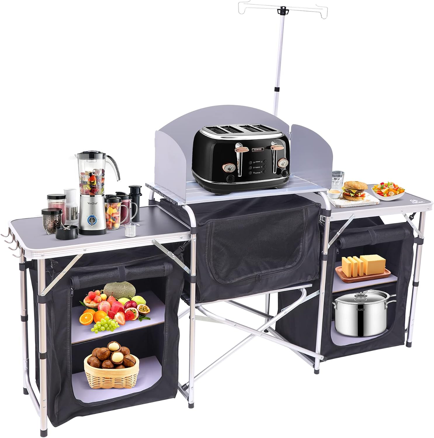 折りたたみ式キャンプキッチンテーブルクックステーションアップ - Outdoor Camping Kitchen Setup のレビューと価格
