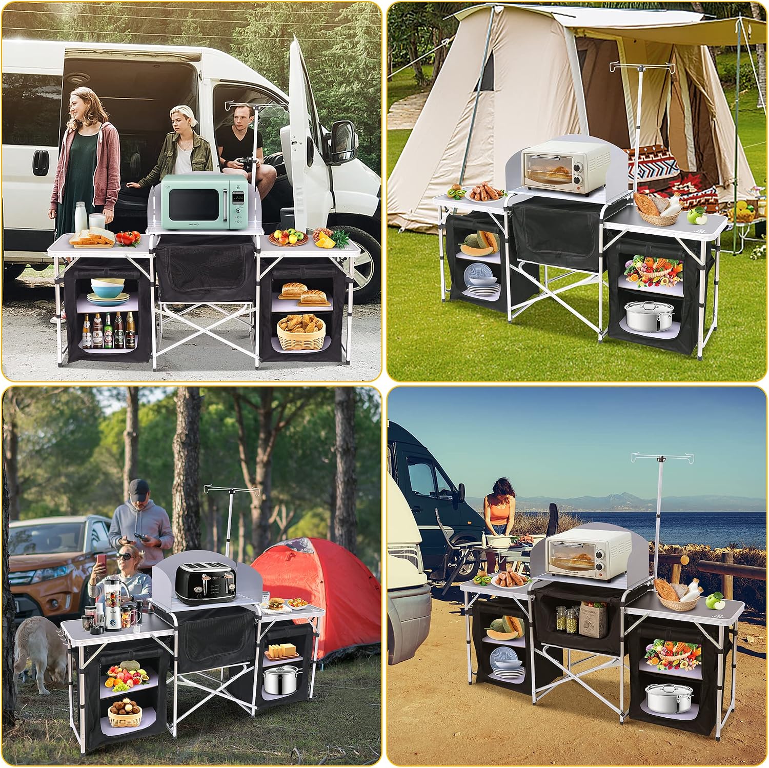 折りたたみ式キャンプキッチンテーブルクックステーションアップ - Outdoor Camping Kitchen Setup のレビューと価格