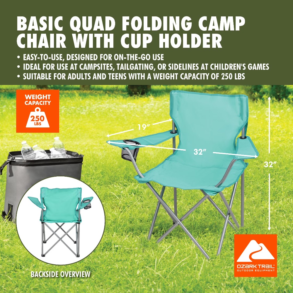 折りたたみ式クワッドキャンプチェア カップホルダー付き ポー - Camping Quad のレビューと価格