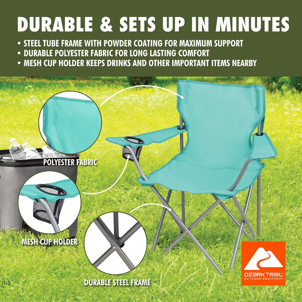折りたたみ式クワッドキャンプチェア カップホルダー付き ポー - Camping Quad のレビューと価格