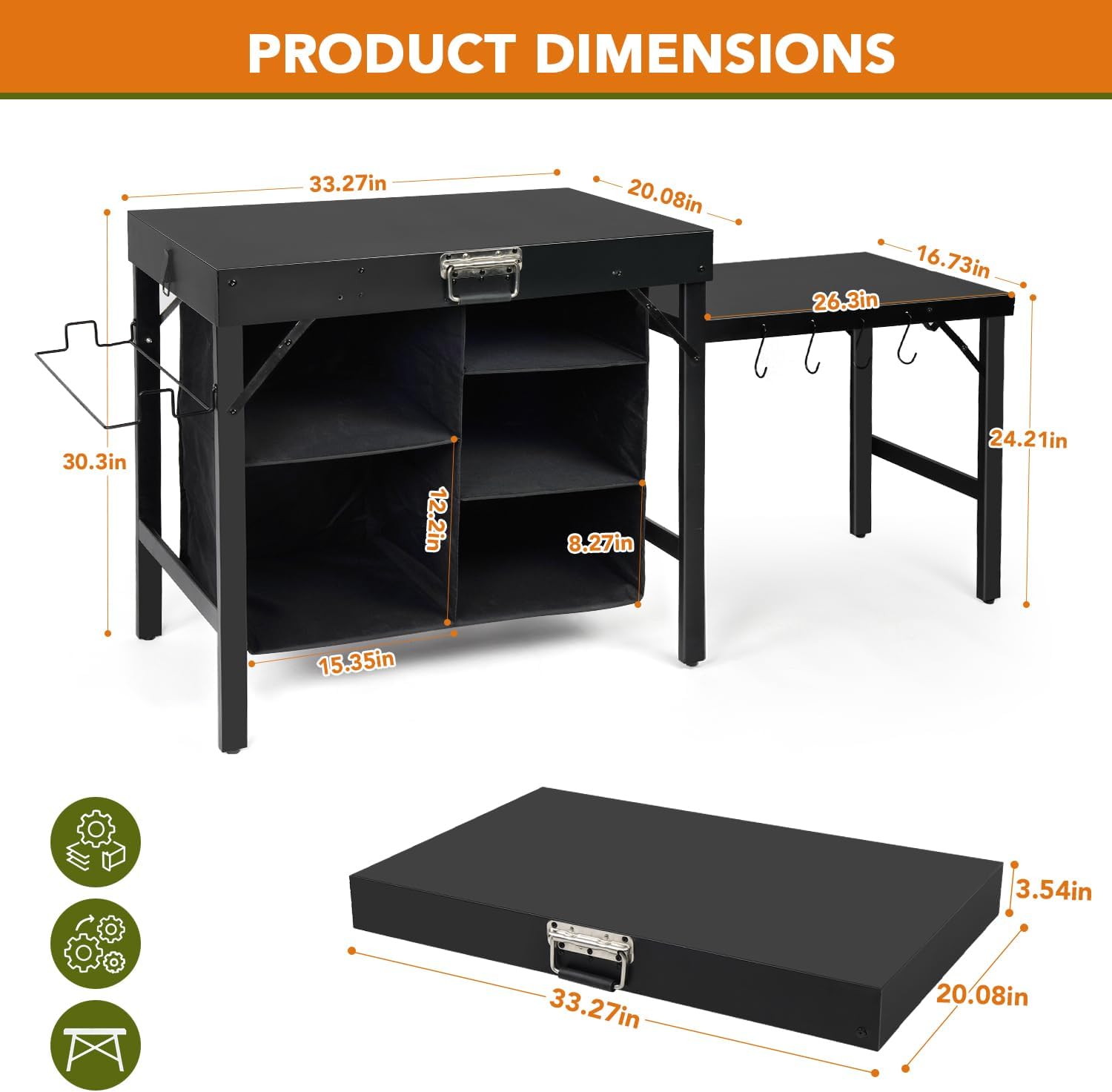 ポータブル折りたたみ式グリドルスタンド、収納棚付き、頑丈なキ - Outdoor Camping Kitchen Setup のレビューと価格