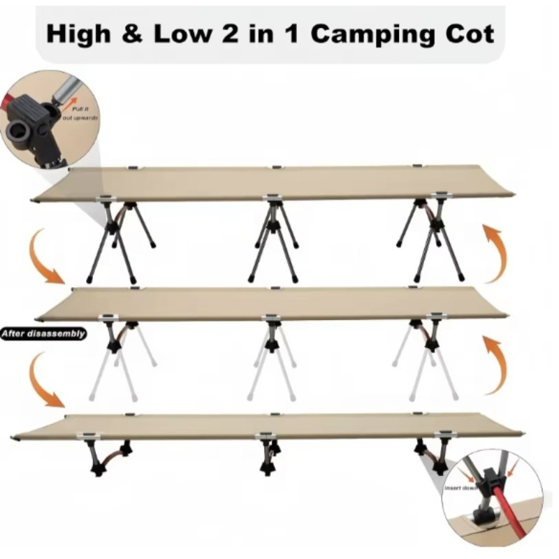 頑丈な高さ調節可能なアルミ合金製折りたたみ式キャンプ用コット - Outdoor Camping Cot のレビューと価格