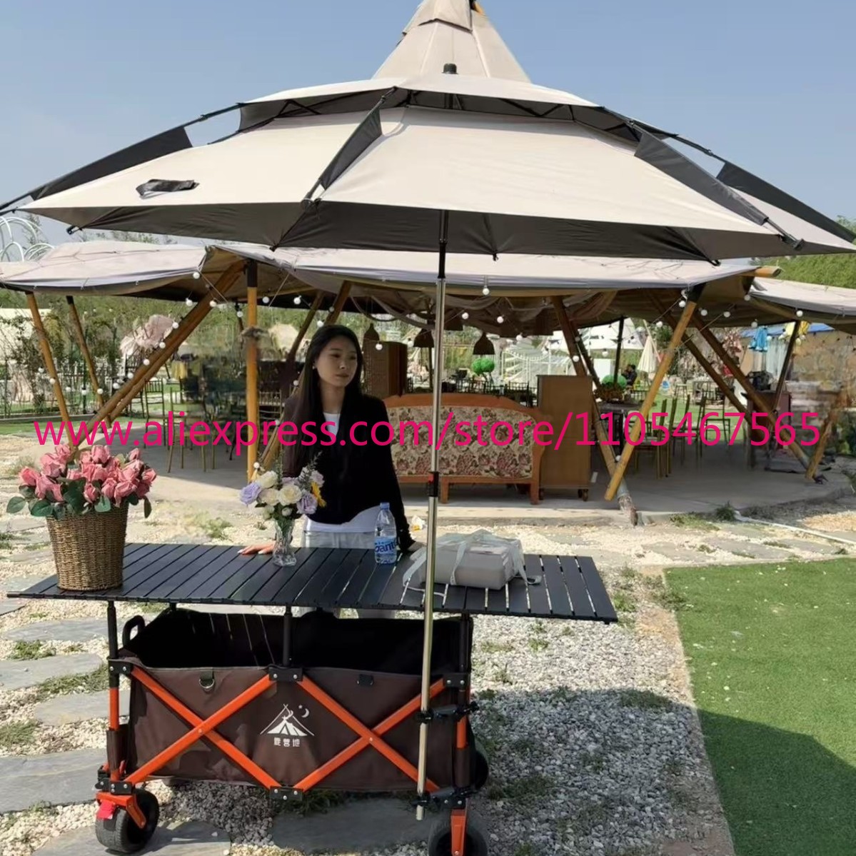 1個入りキャンピングカースタンド大型折りたたみ式トロリー屋外 - Outdoor Camping Table のレビューと価格