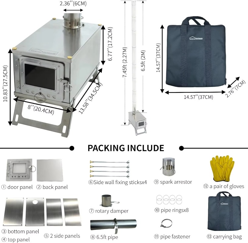 【人気】DANCHEL S1 折りたたみ式テントストーブ ア - Cooking Outdoor Camping のレビューと価格