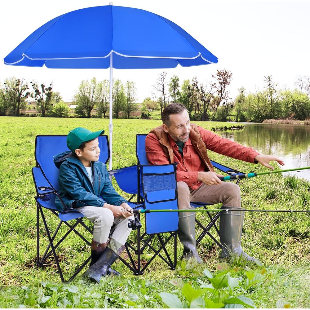 持ち運び可能な折りたたみ式ピクニックチェア、取り外し可能な傘 - Outdoor Camping Loveseat のレビューと価格