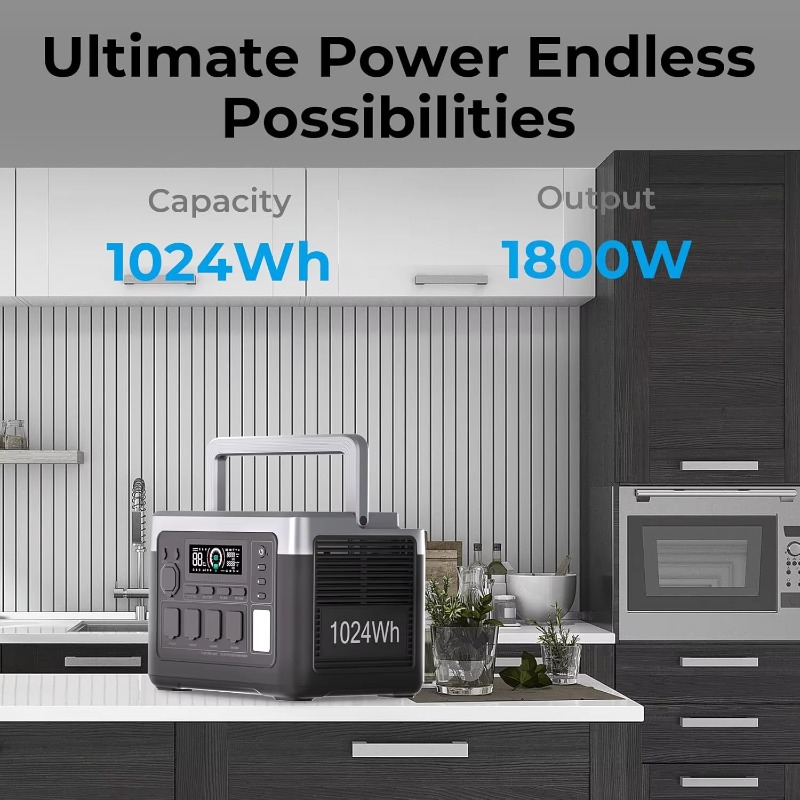 EU USA倉庫 1800W 1024Wh 静音ソーラー発電 - Outdoor Camping Warehouse のレビューと価格