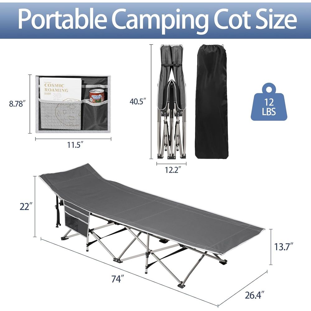 ポータブルキャンプ用コット（マットレス付き）-屋外用折りたた - Outdoor Camping Cot のレビューと価格