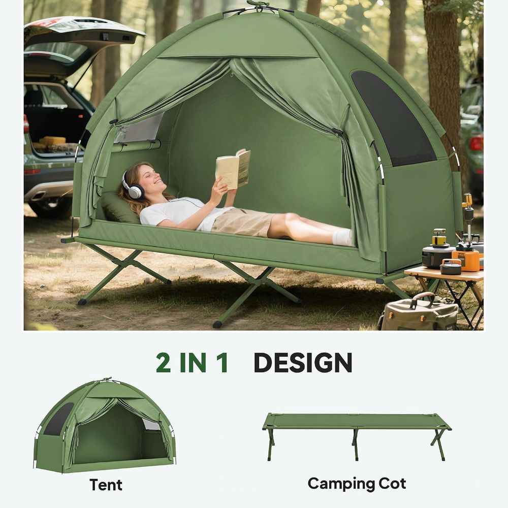 キャンプ用テントコット、一人用折りたたみコットコンボ、O-G - Outdoor Camping Cot のレビューと価格