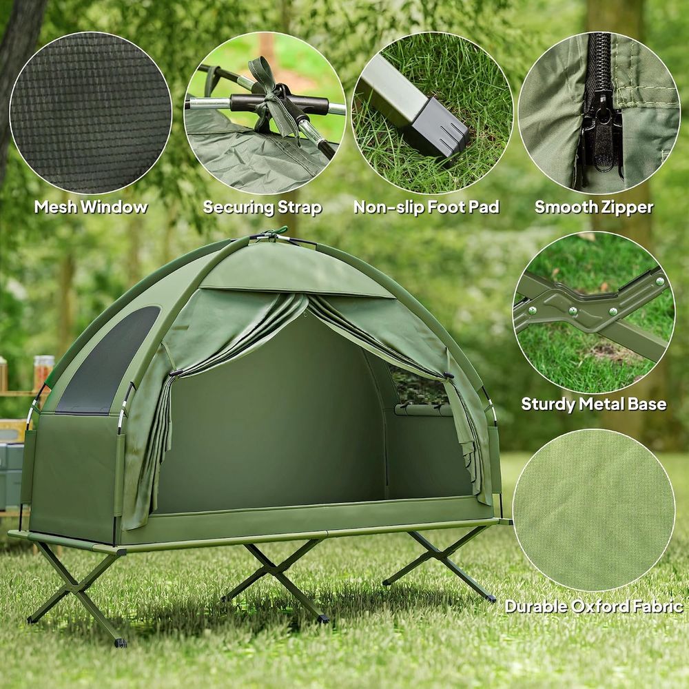キャンプ用テントコット、一人用折りたたみコットコンボ、O-G - Outdoor Camping Cot のレビューと価格