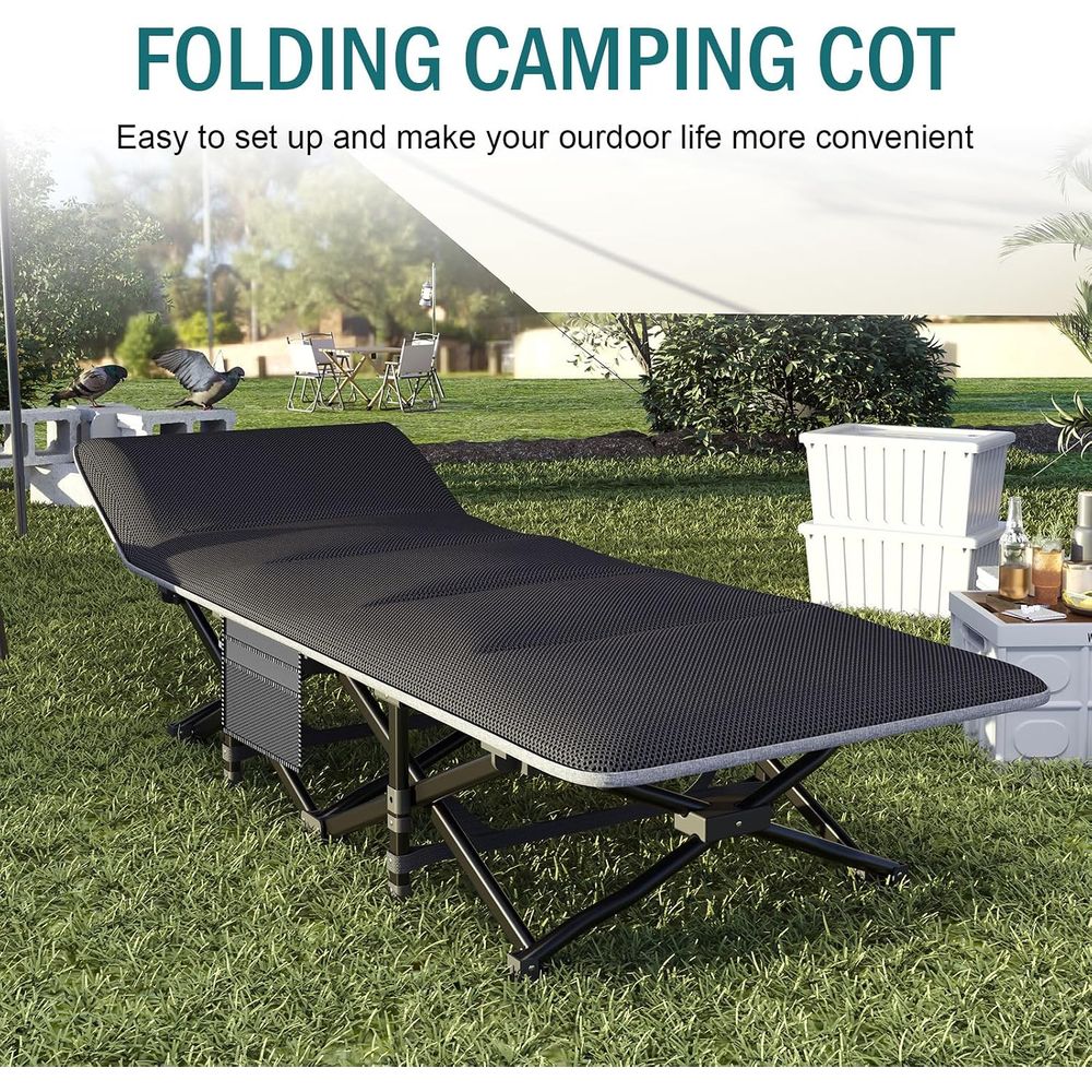 キャンプ用コットまたは大人用折りたたみベッド、快適なクッショ - Outdoor Camping Cot のレビューと価格