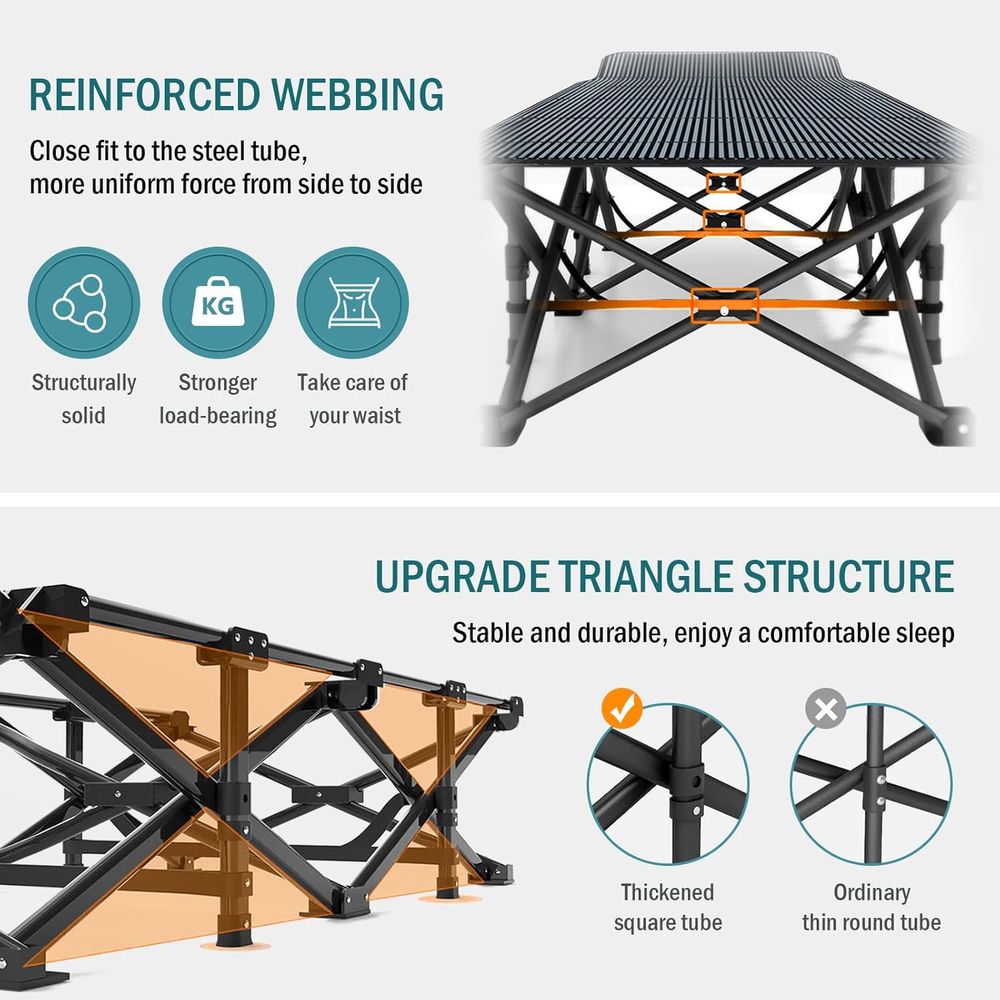 キャンプ用コットまたは大人用折りたたみベッド、快適なクッショ - Outdoor Camping Cot のレビューと価格