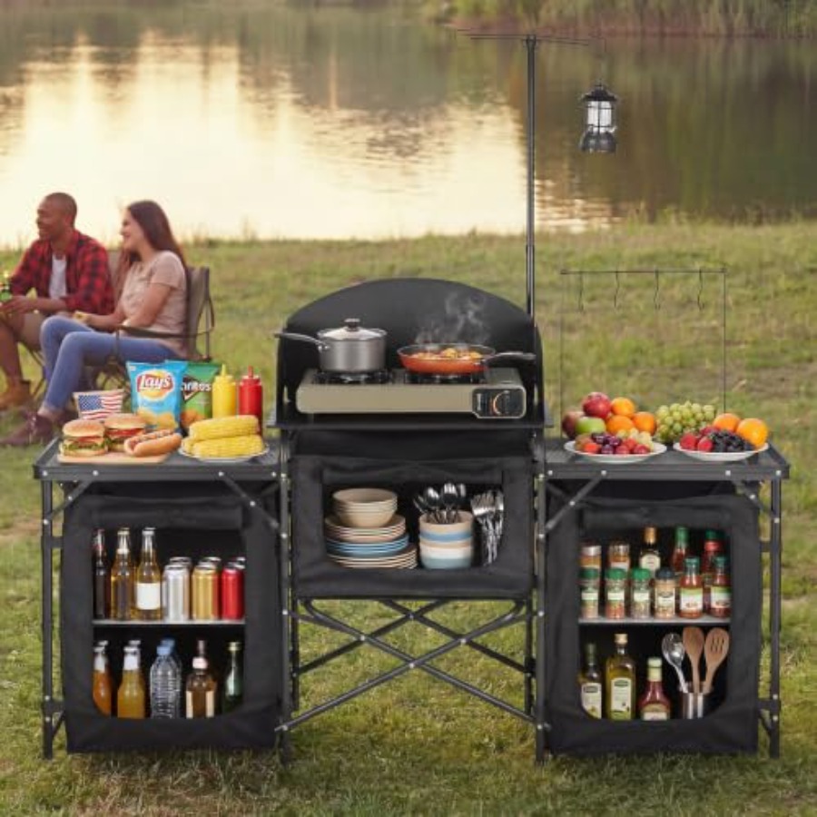 折りたたみ式キャンプテーブル、屋外用ポータブルテーブル、クイ - Outdoor Camping Kitchen Setup のレビューと価格