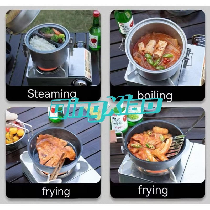 屋外用304ステンレス鋼多機能キャンプ調理器具鍋、蒸し、揚げ - Cooking Outdoor Camping のレビューと価格