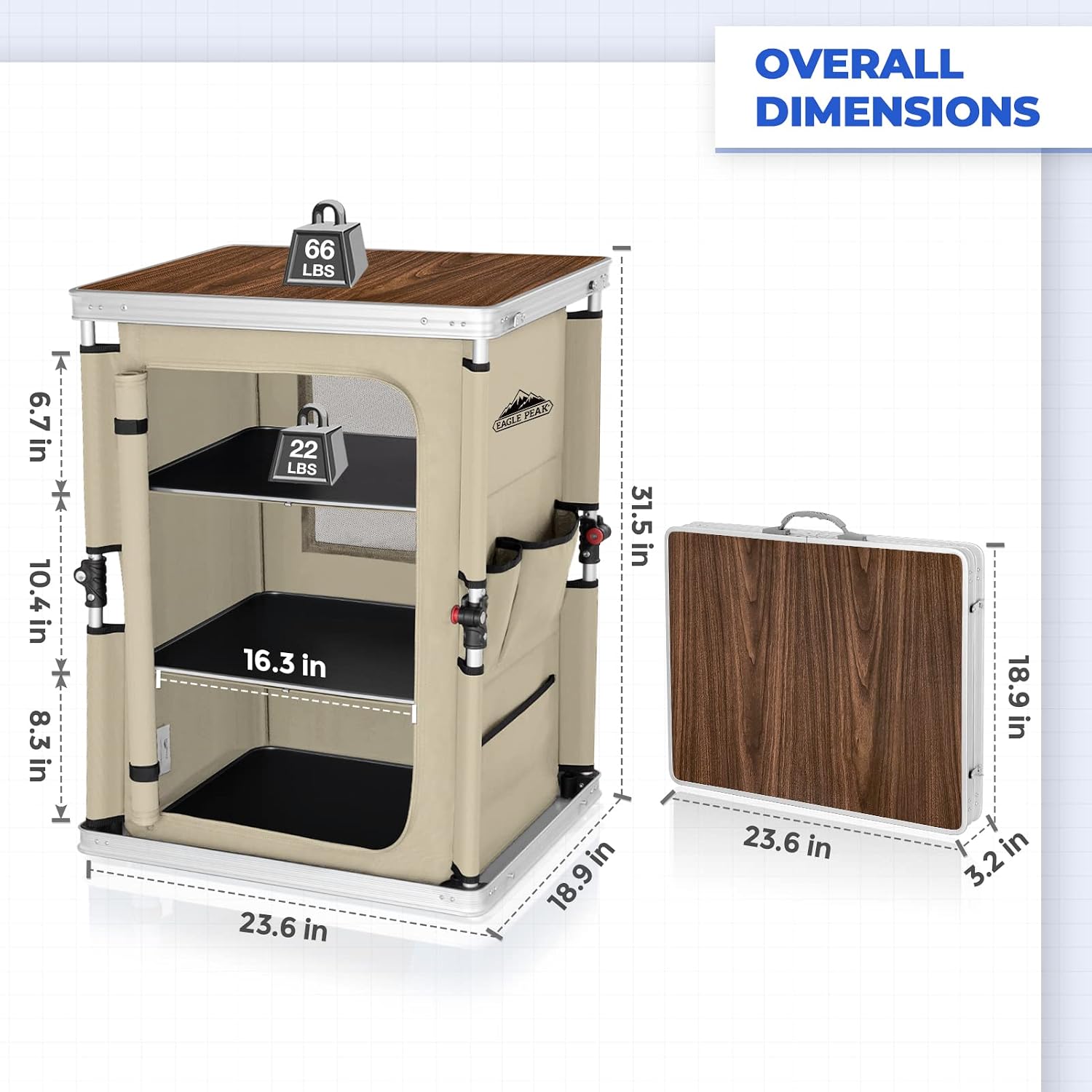屋外折りたたみ式キャンプテーブル、大型3段収納オーガナイザー - Outdoor Camping Kitchen Setup のレビューと価格